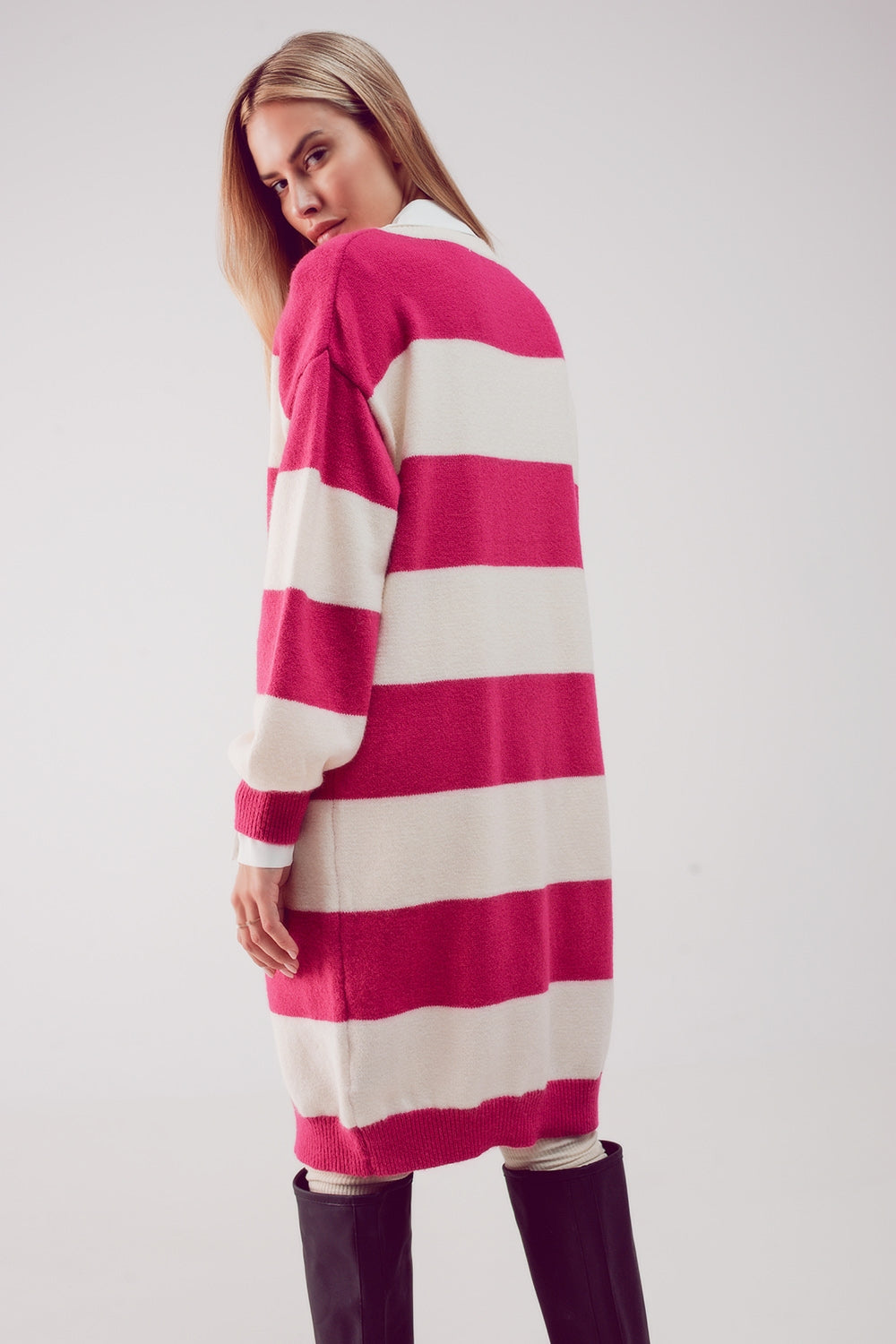 Stripe jumper dress in fuchsia Q2 Dresses BoutiqueLua