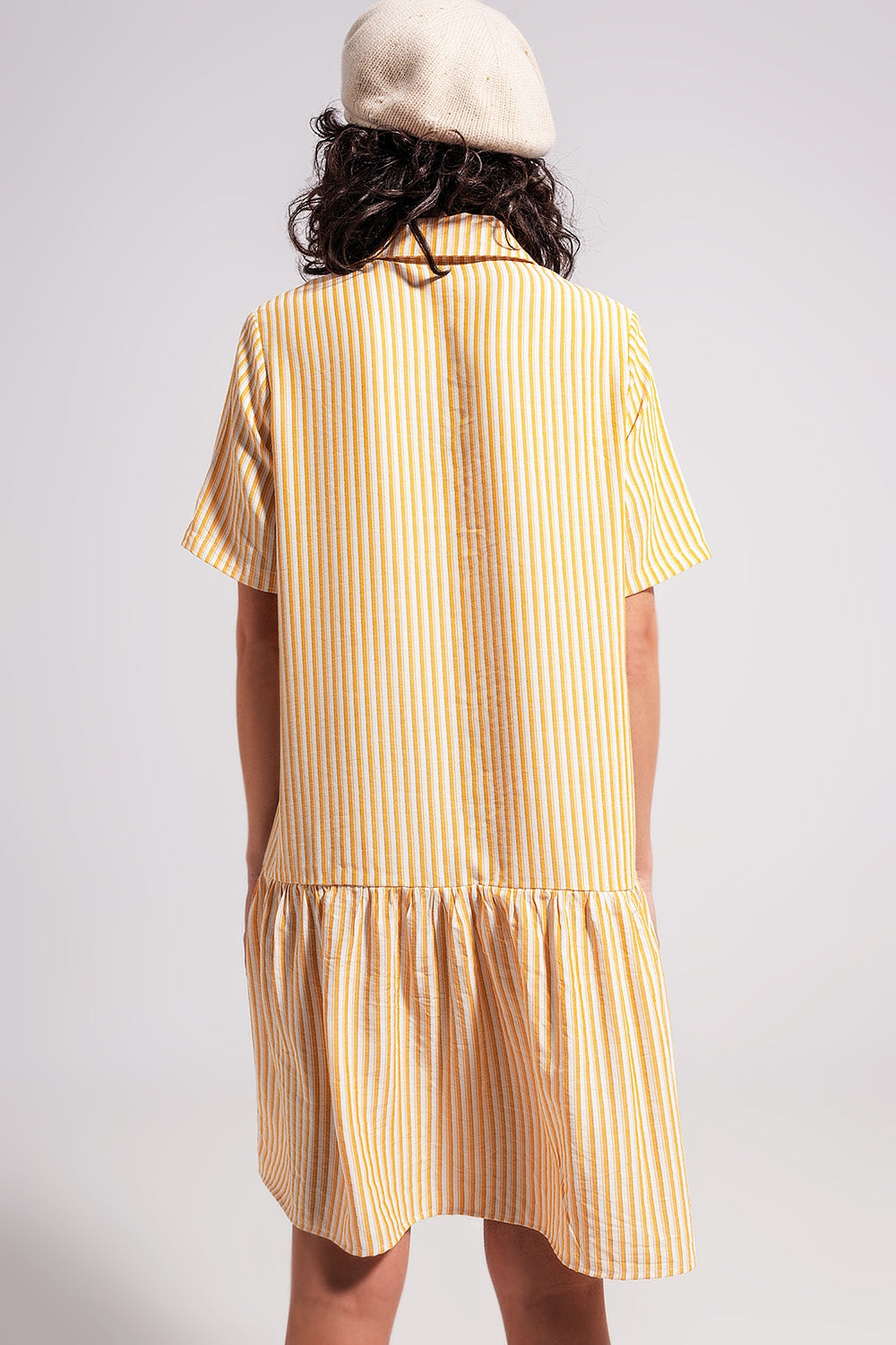 Stripe print mini dress in yellow Q2 Dresses BoutiqueLua