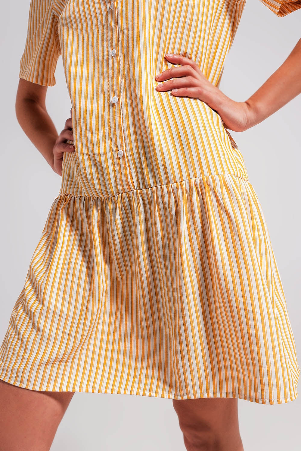 Stripe print mini dress in yellow Q2 Dresses BoutiqueLua