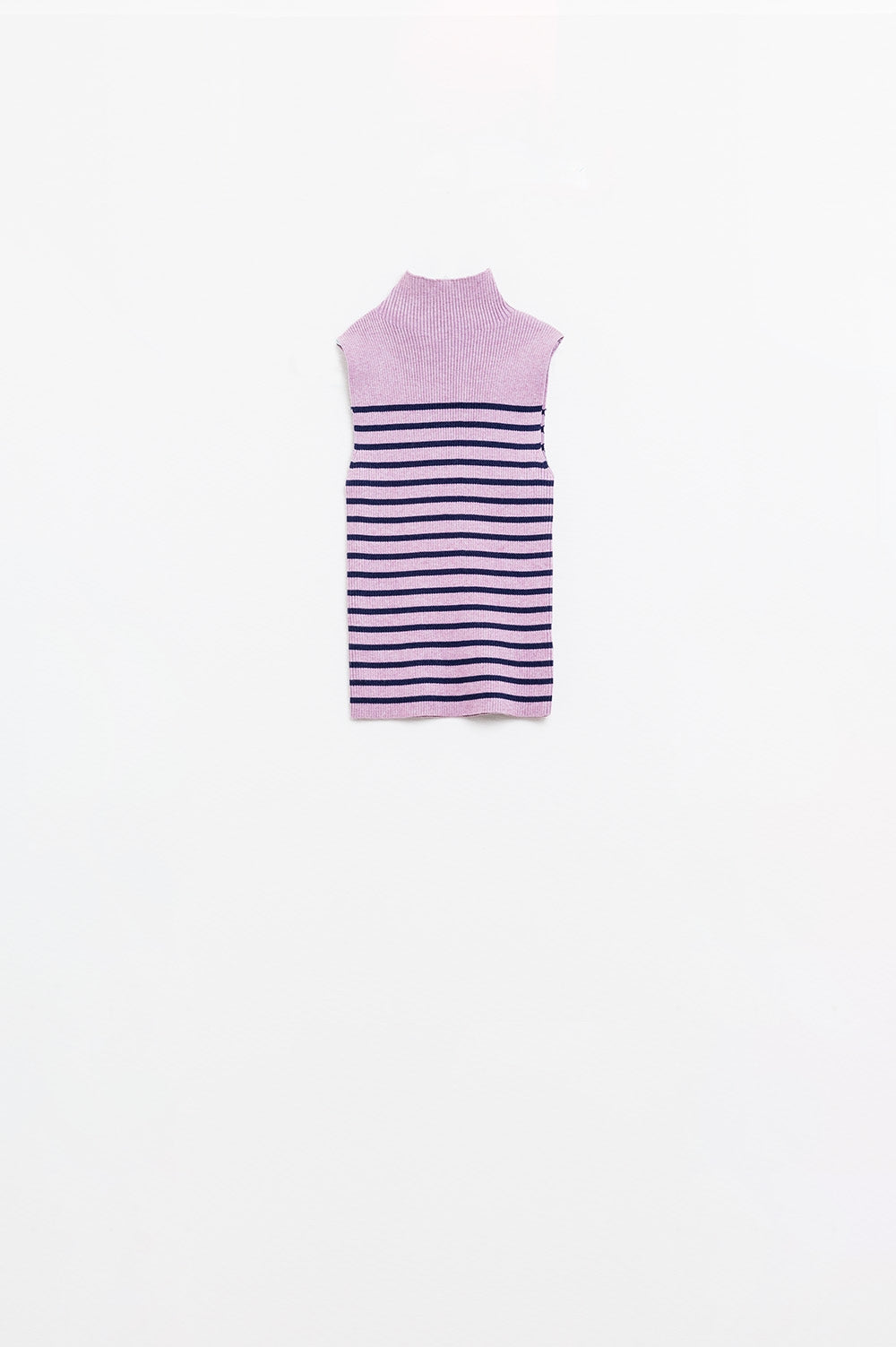 Striped Turtle Neck Tank Top In Lavander Q2 Sweaters BoutiqueLua