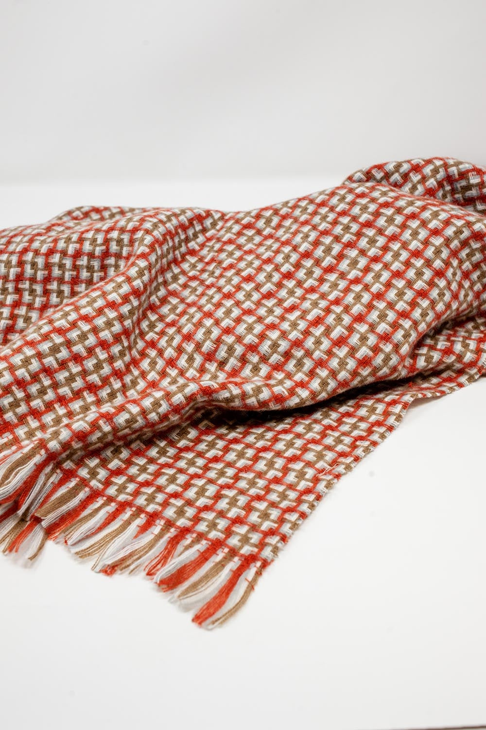 Super soft red scarf with geometric print Q2 Necklaces BoutiqueLua