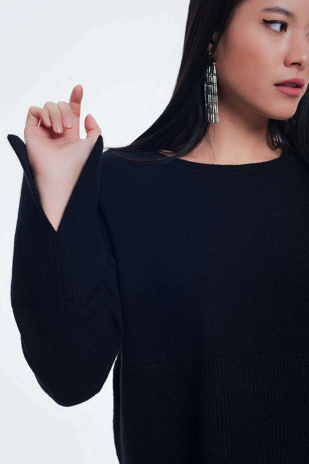 sweater with long sleeves in black Q2 Sweaters BoutiqueLua