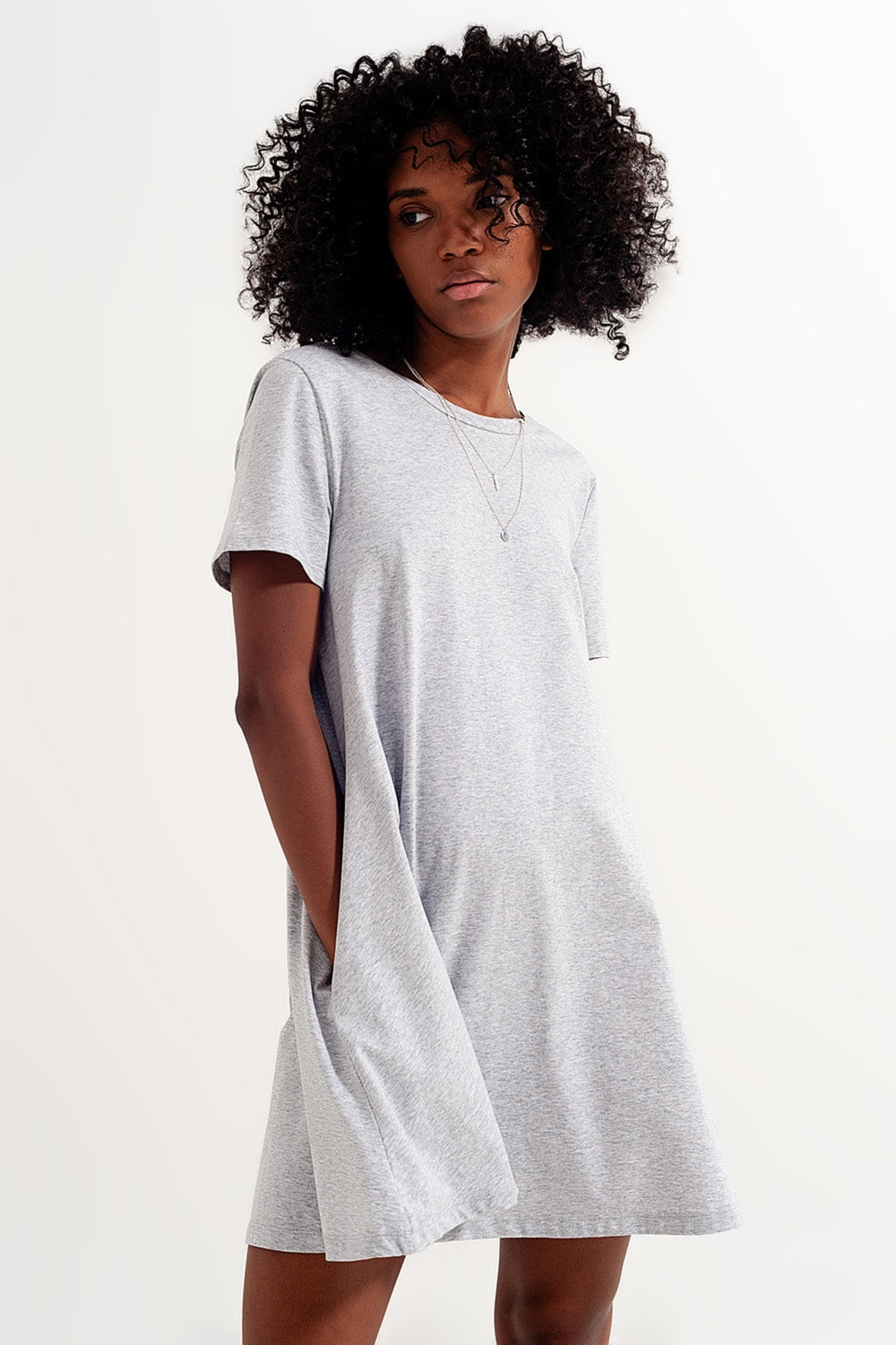 Swing t shirt dress with concealed pockets in grey Q2 Dresses BoutiqueLua