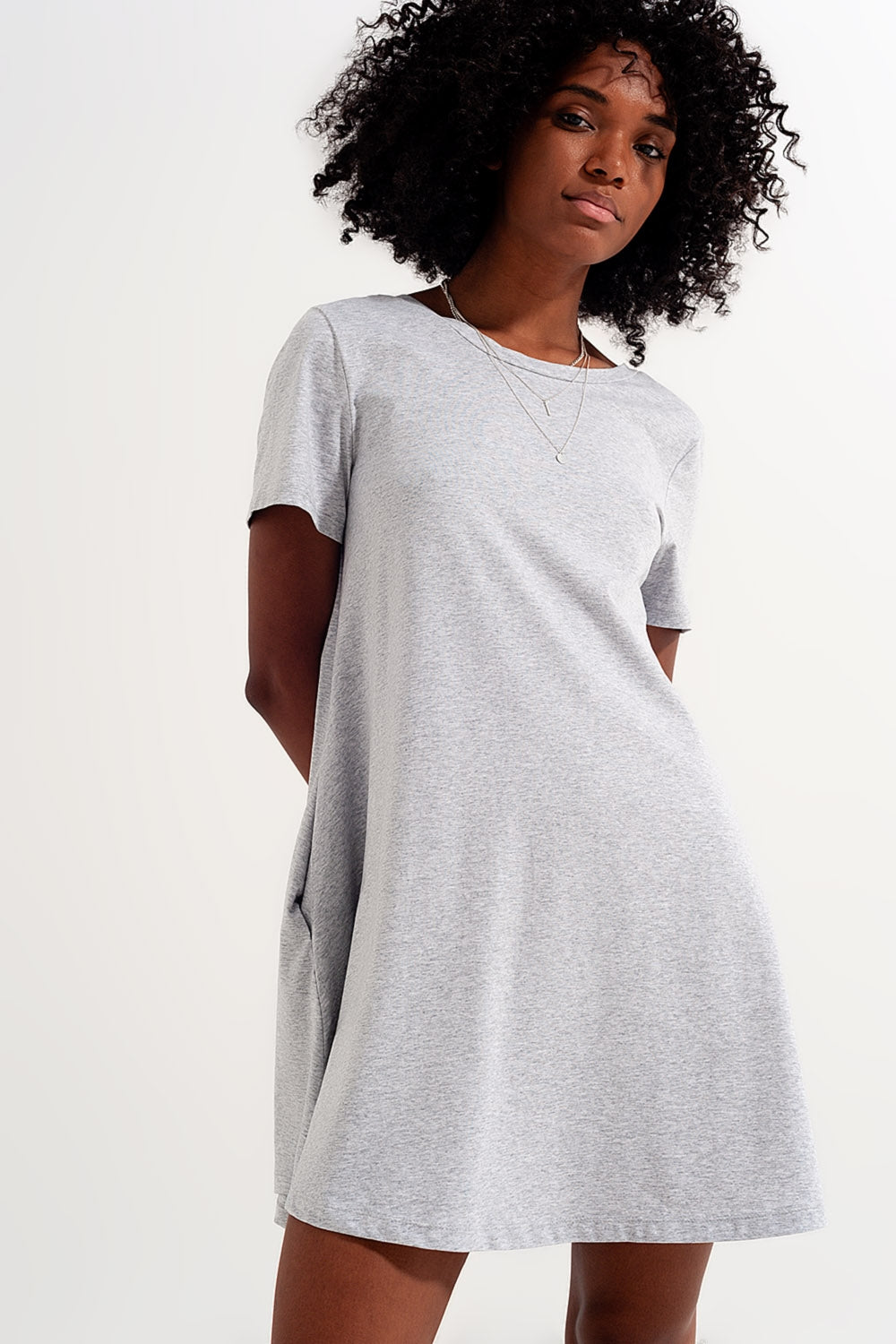 Swing t shirt dress with concealed pockets in grey Q2 Dresses BoutiqueLua