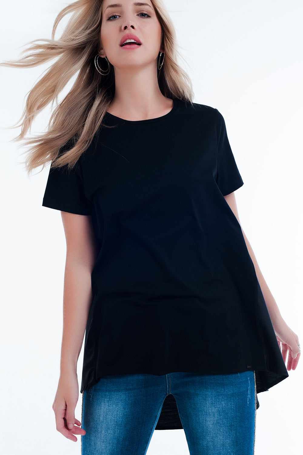 Q2 T-shirt dress in black