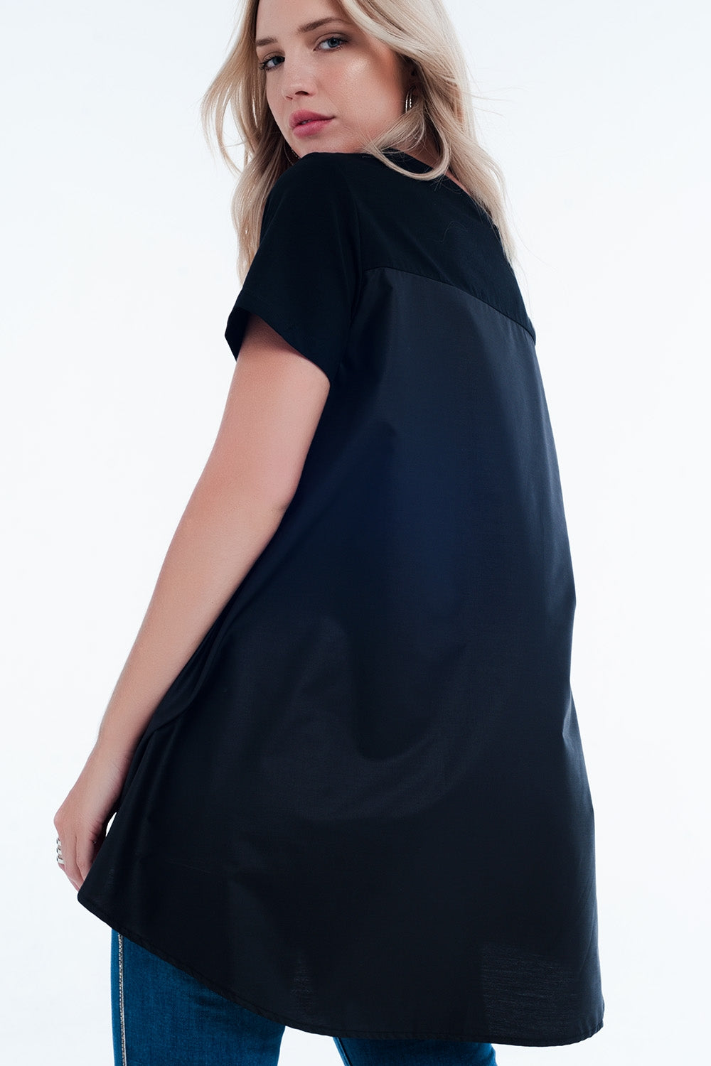 T-shirt dress in black Q2 Tops BoutiqueLua