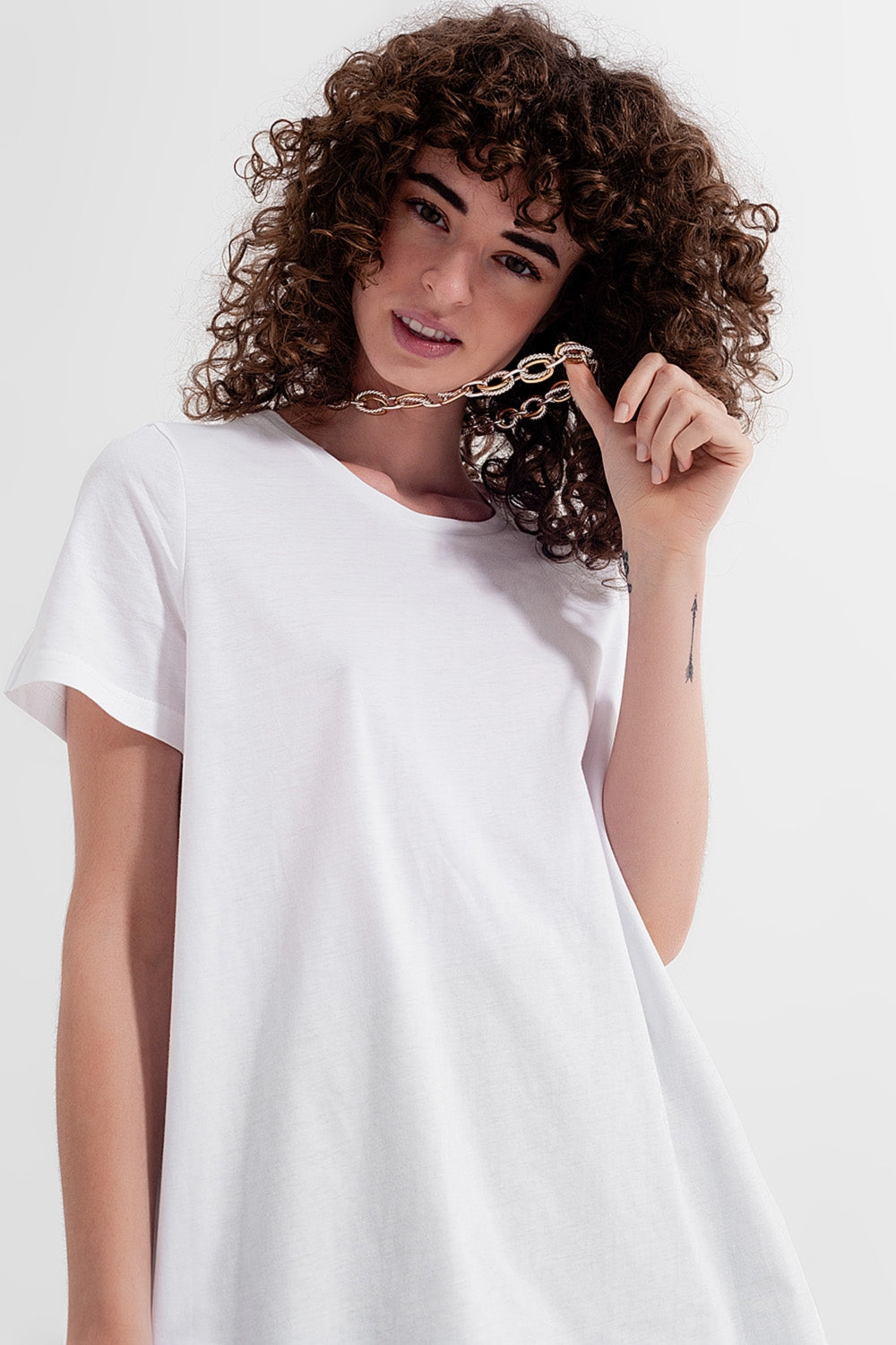 T shirt dress in white Q2 Tops BoutiqueLua