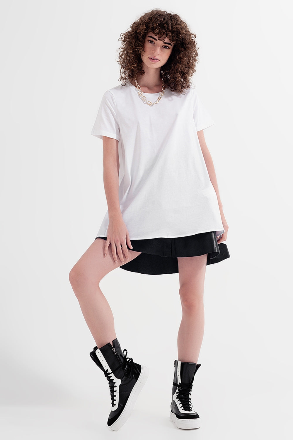 Q2 T shirt dress in white