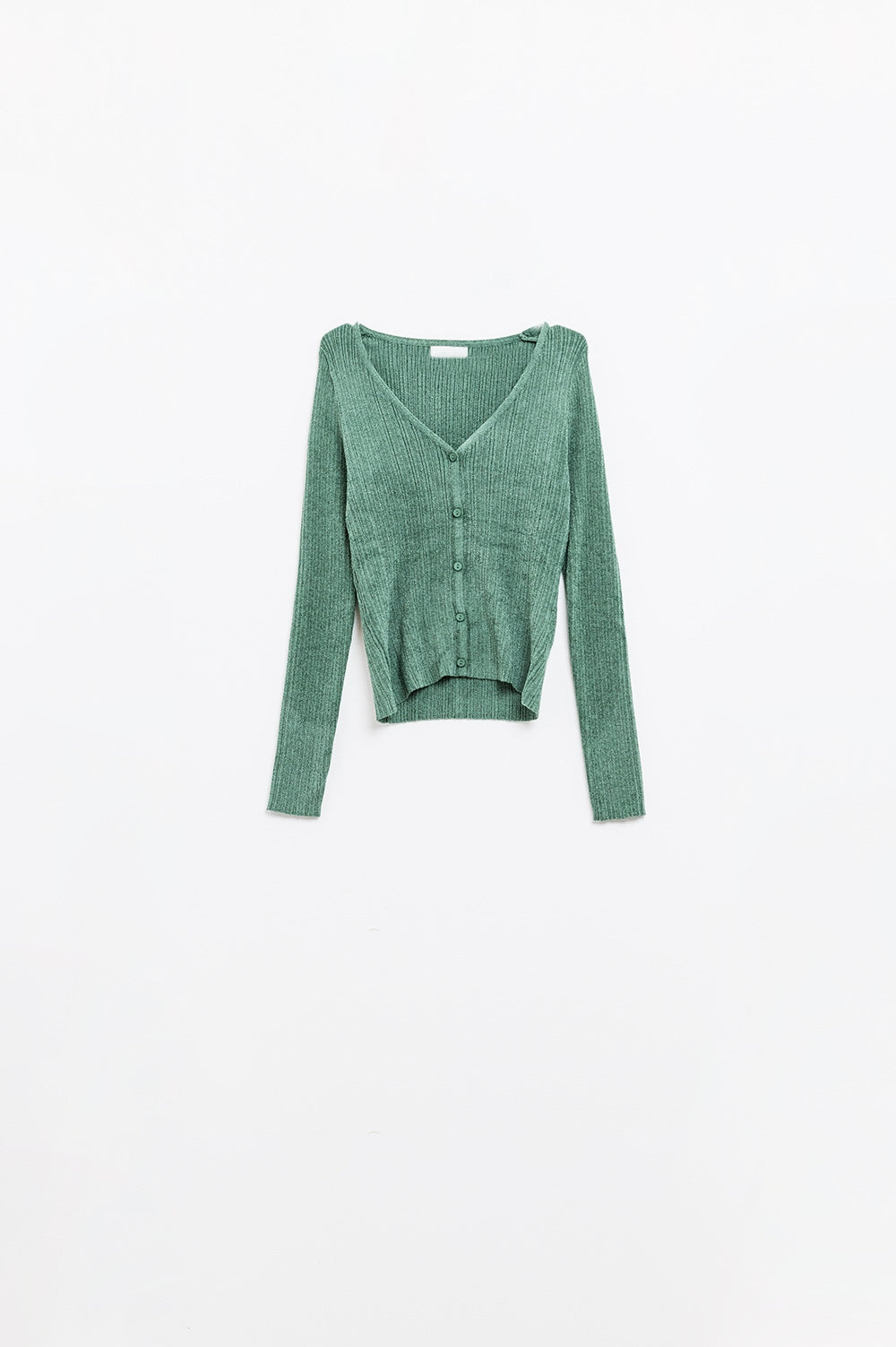 Q2 Textured Cardigan In Mint Green