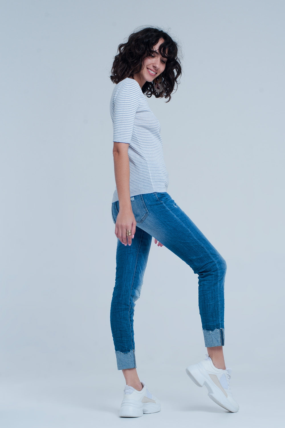 Turn Up Frayed Hem Jeans Q2 Jeans BoutiqueLua