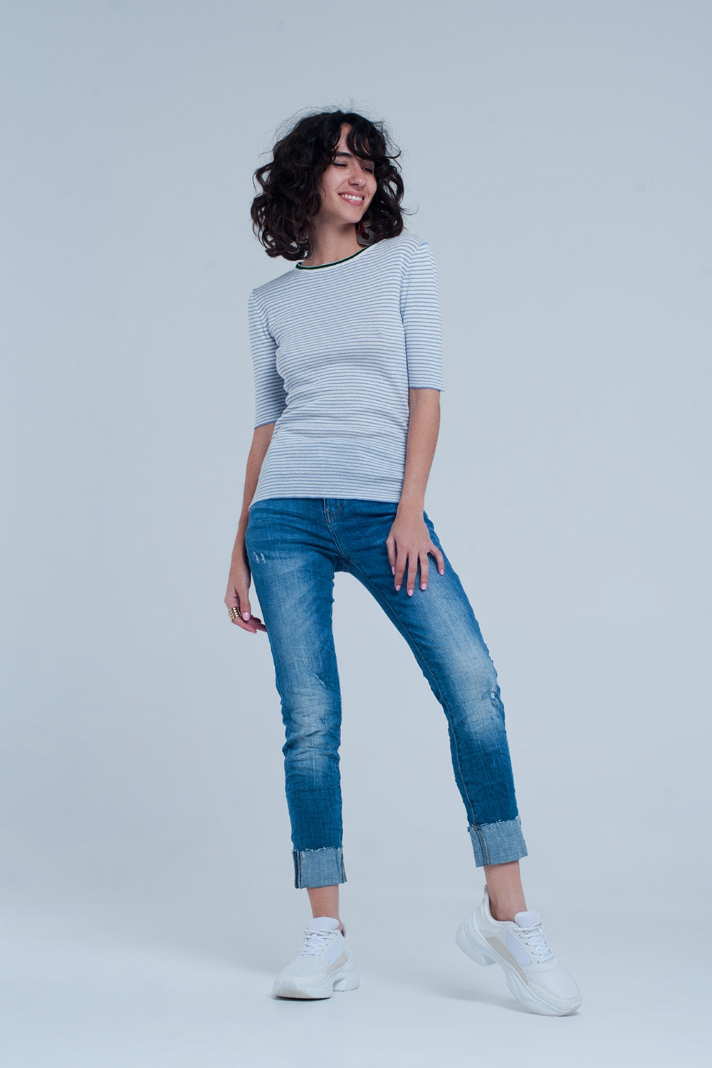 Turn Up Frayed Hem Jeans Q2 Jeans BoutiqueLua