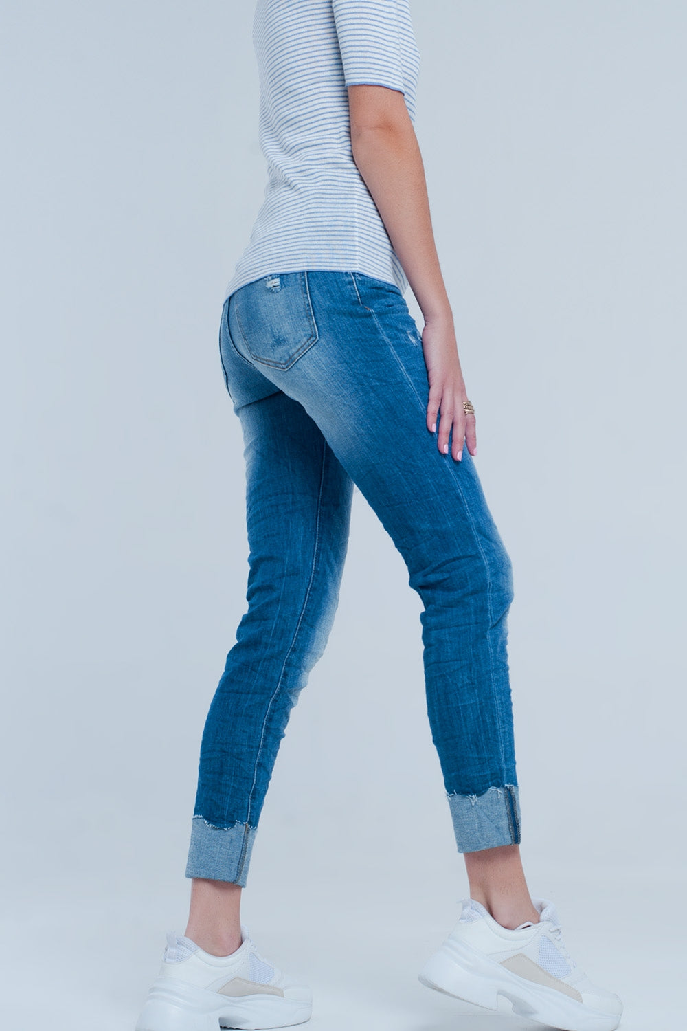 Turn Up Frayed Hem Jeans Q2 Jeans BoutiqueLua