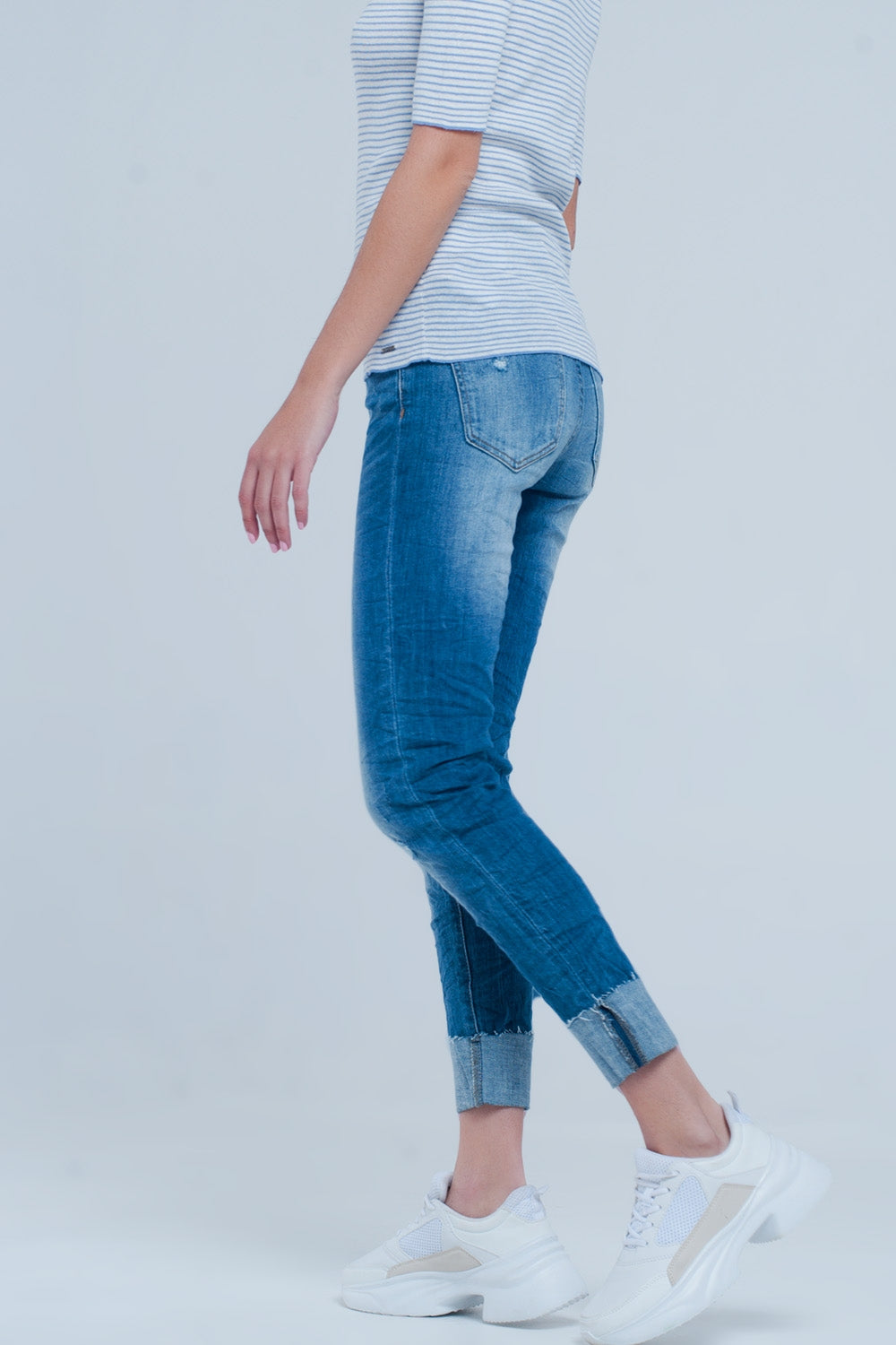 Turn Up Frayed Hem Jeans Q2 Jeans BoutiqueLua