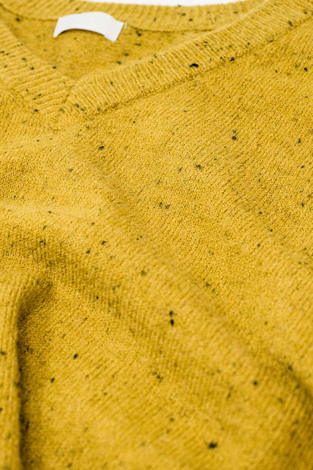 V-neck relaxed fit Speckled Sweater in Mustard Yellow