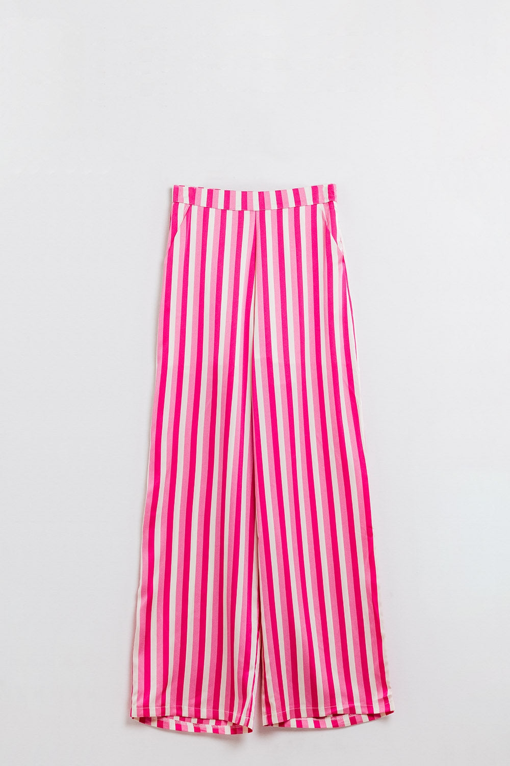 Vertical Striped Straight Leg satin Pants in Pink Q2 Pants BoutiqueLua