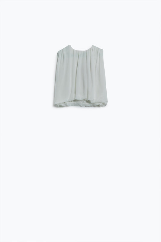 Q2 white chiffon Top With Ruche Design