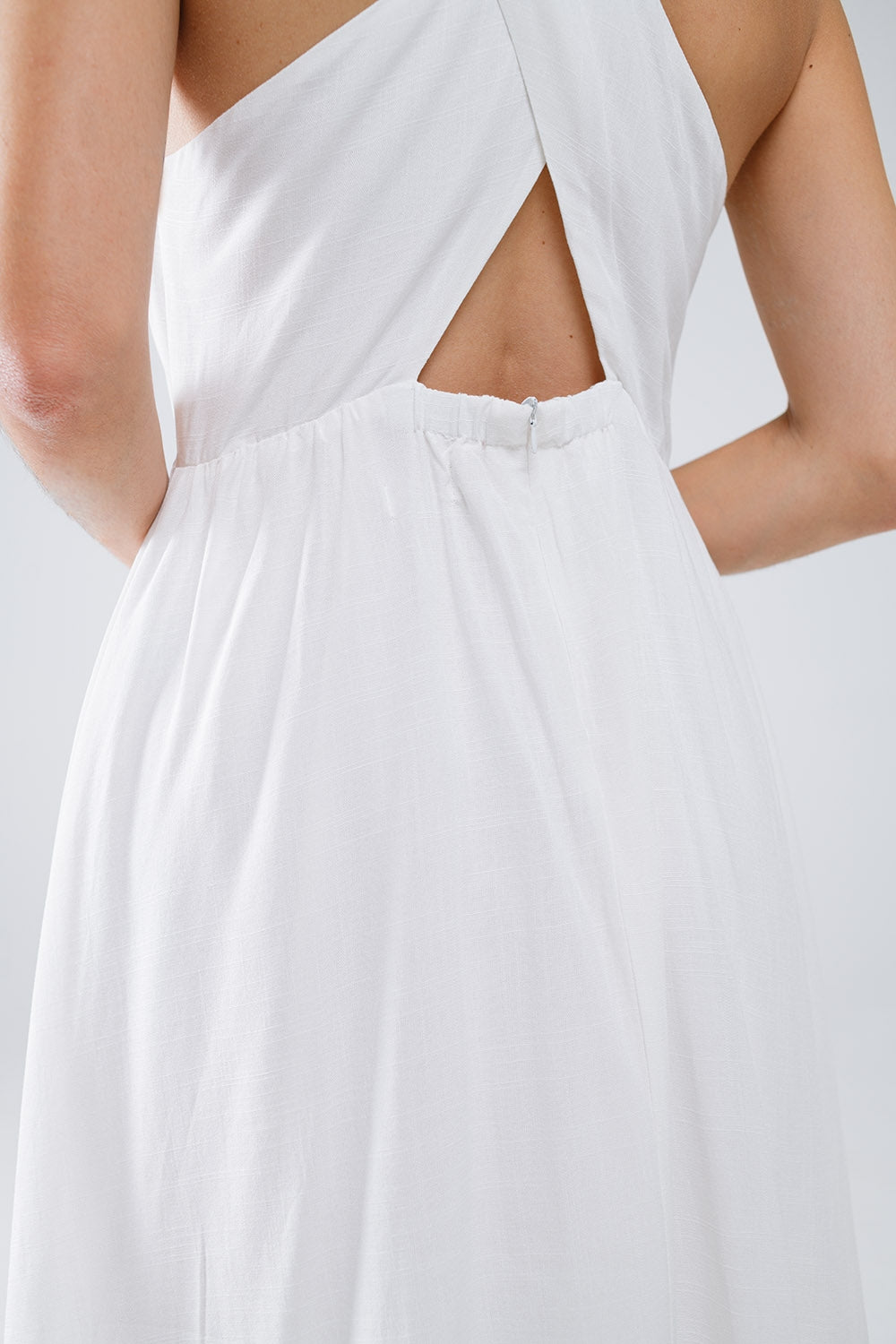 White dress with button detail Q2 Dresses BoutiqueLua