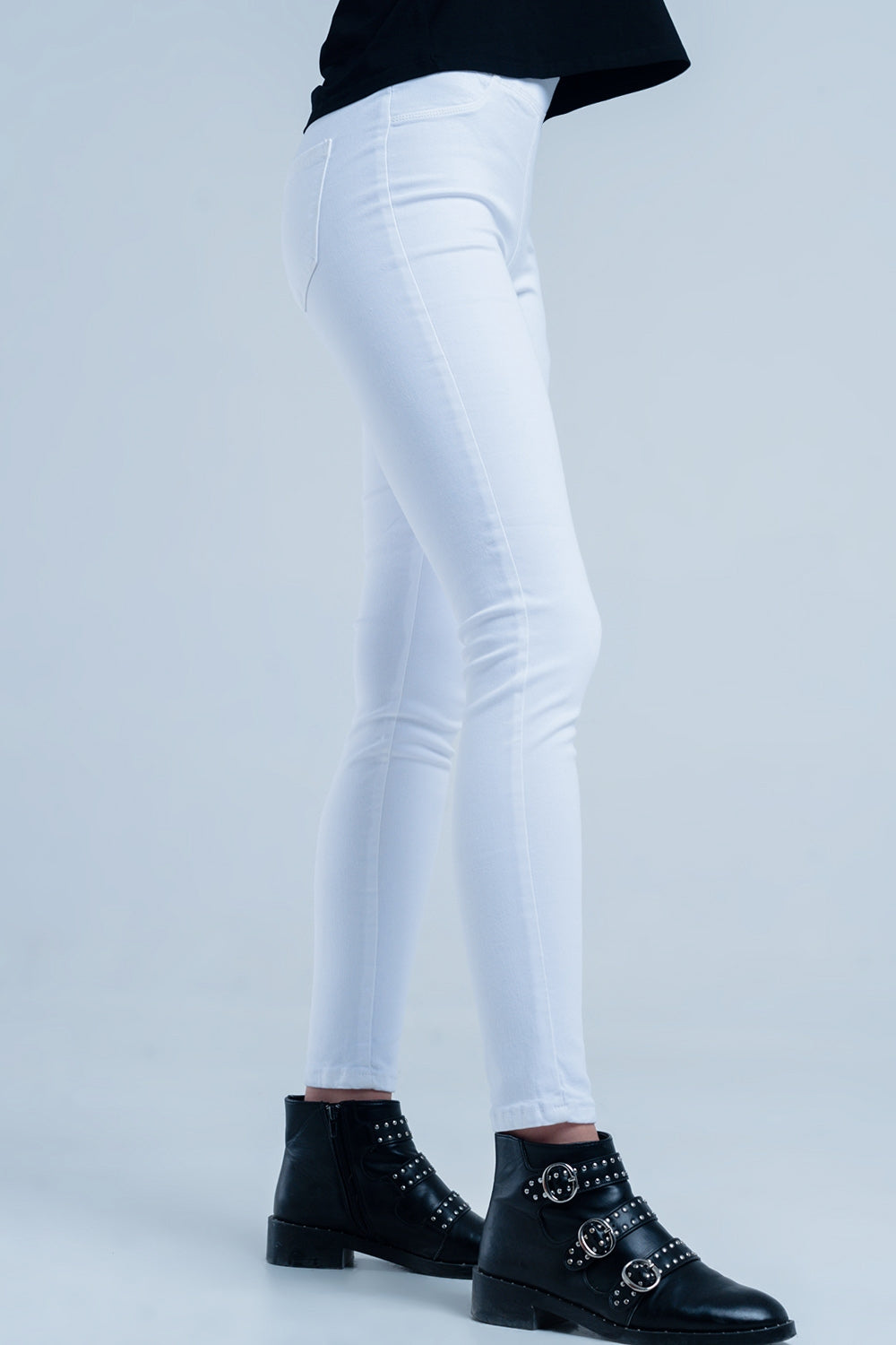 White Jeggings with back pockets Q2 Pants BoutiqueLua