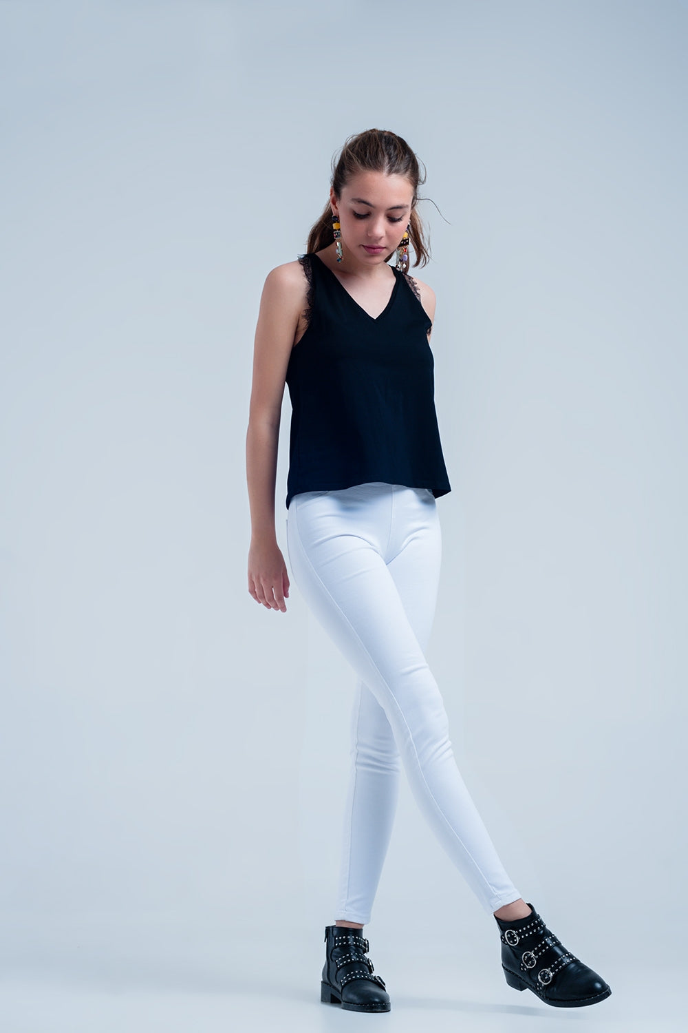 White Jeggings with back pockets Q2 Pants BoutiqueLua