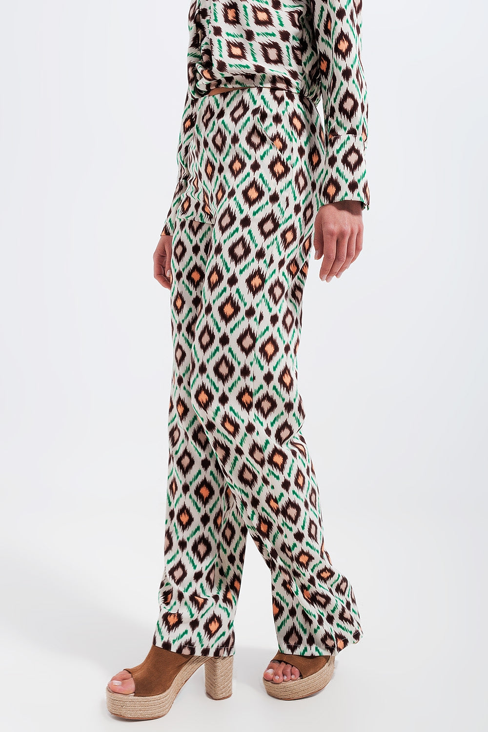 Wide leg pants in geo print Q2 Pants BoutiqueLua