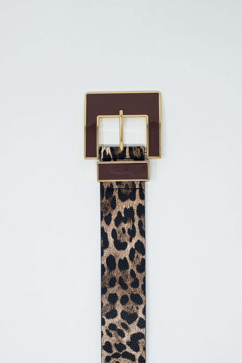 Wide leopard belt in dark brown with black square buckle Q2 Accesory BoutiqueLua