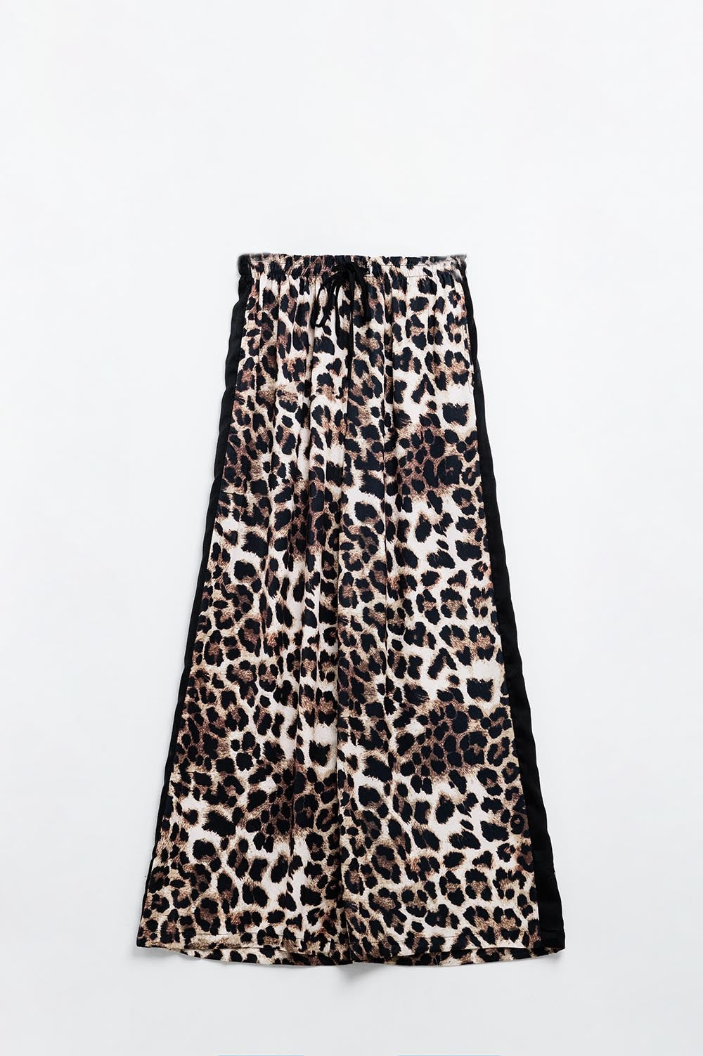 Wide leopard pants with satin side stripe Q2 Pants BoutiqueLua