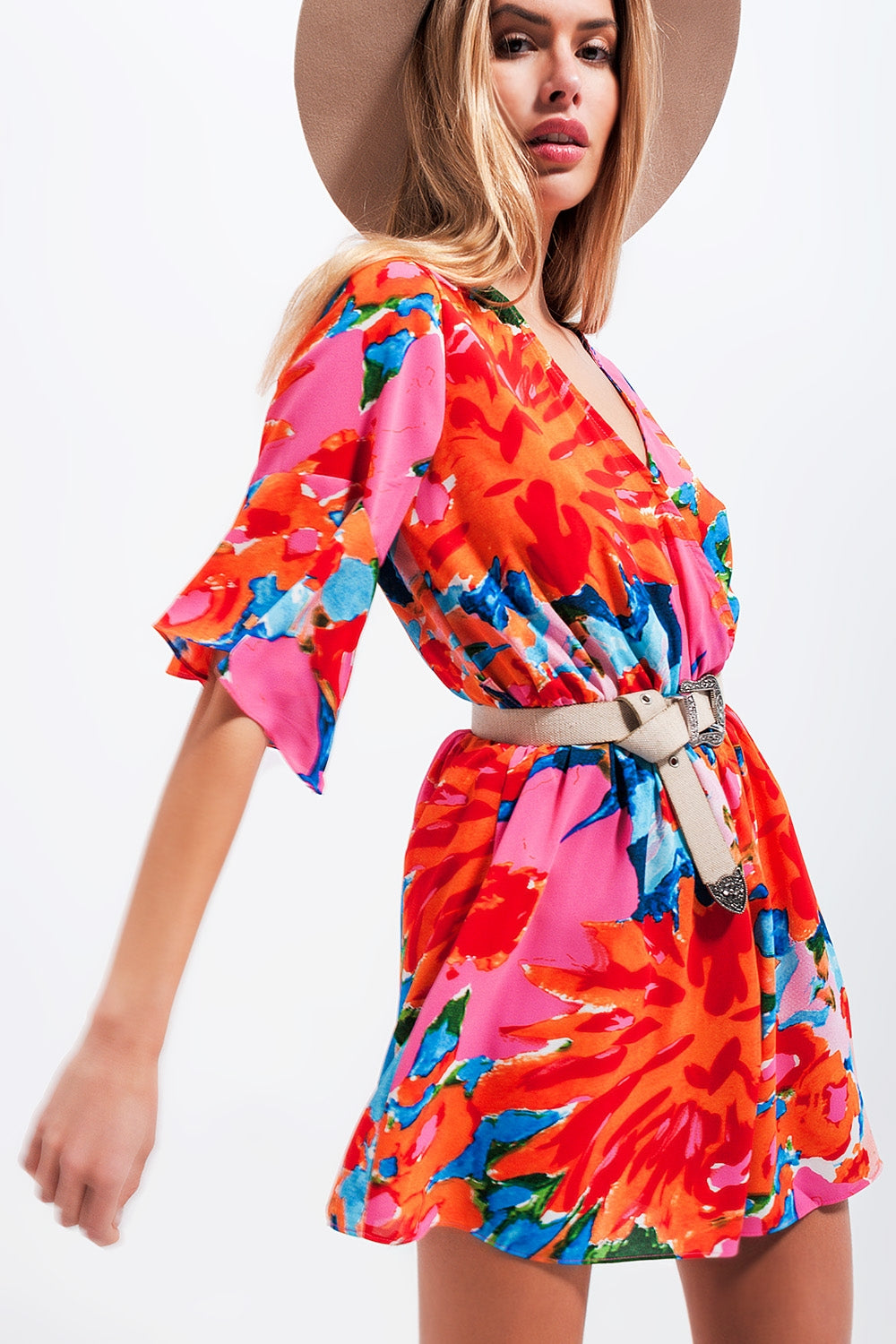 Wrap playsuit in floral Q2 Dresses BoutiqueLua