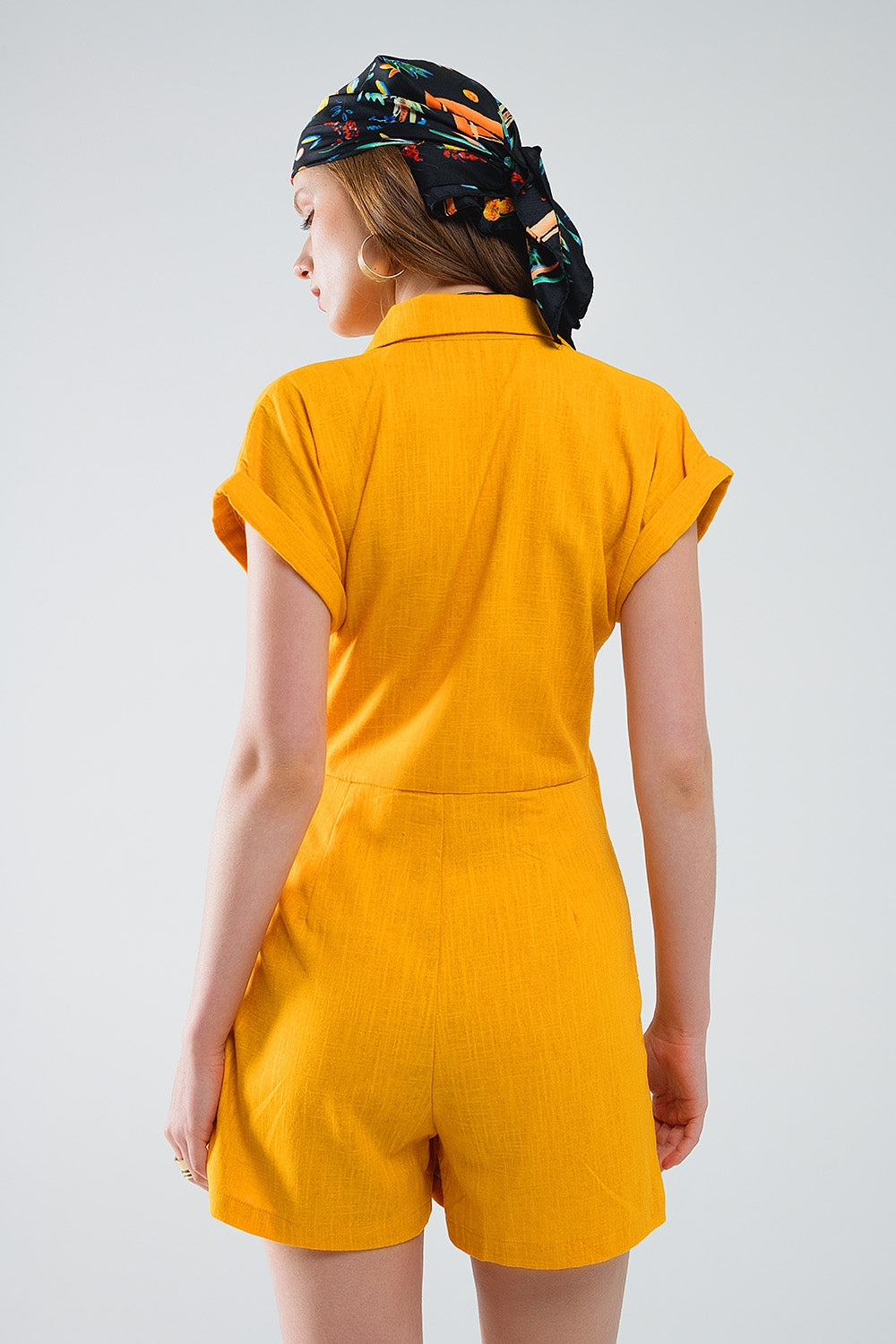 Yellow playsuit with Tie Closing at the Side Q2 Dresses BoutiqueLua