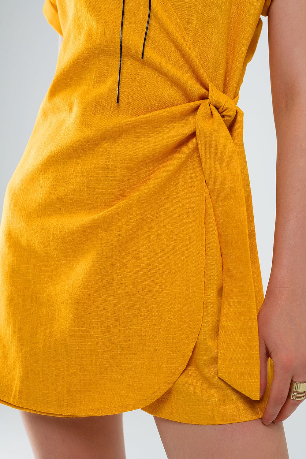 Yellow playsuit with Tie Closing at the Side Q2 Dresses BoutiqueLua