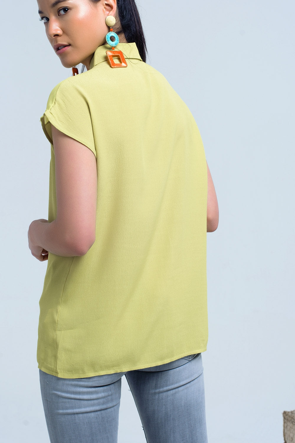 Yellow shirt with mesh detail Q2 Shirts BoutiqueLua