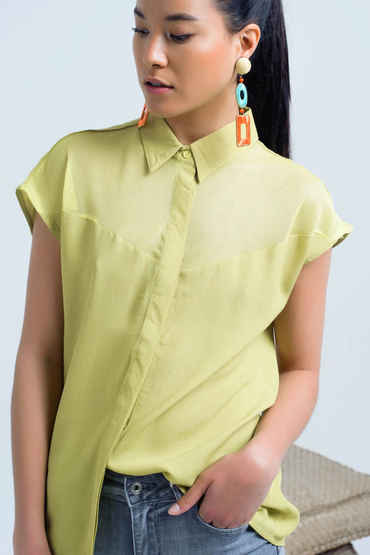 Q2 Yellow shirt with mesh detail